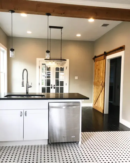 Kitchen remodeling with barn door